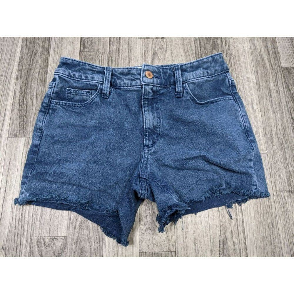 (3/$35) Universal Thread Sz 2/26 Fringe Hem Vintage Midi Denim Blue Jean Shorts‎